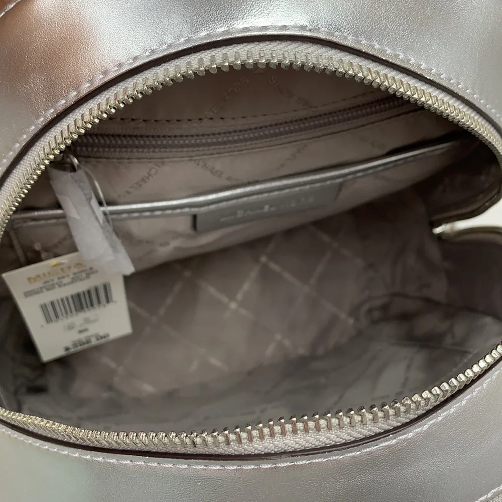 Michael Kors Jet Set Girls Adina Medium Backpack MK Bright White Silver Multi - Picture 13 of 16